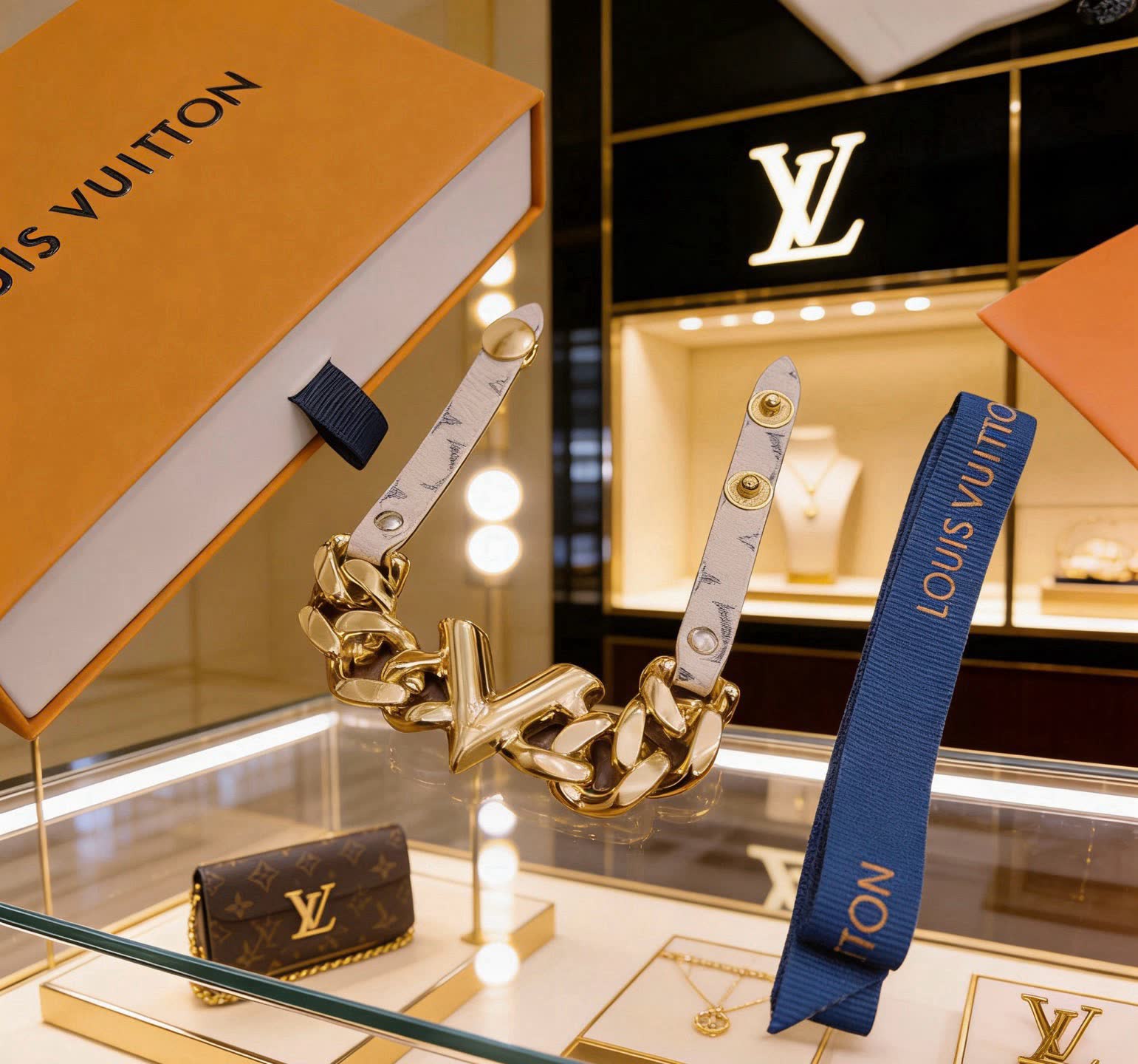 Louis Vuitton Gold Tone Chain Link Bracelet